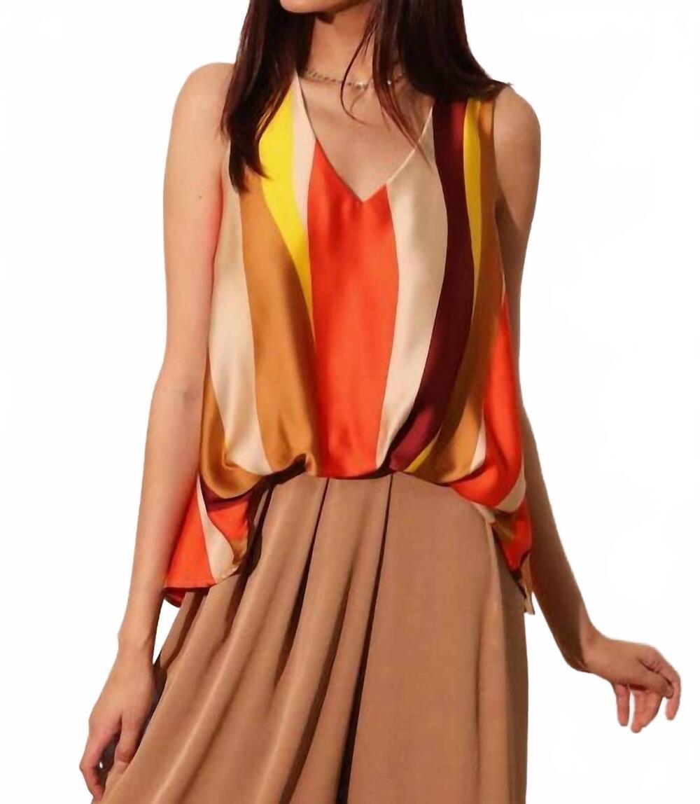 NEW TYCHE sunset wonders front tucked top in multi fall colors